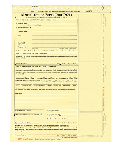 Non-DOT alcohol testing form